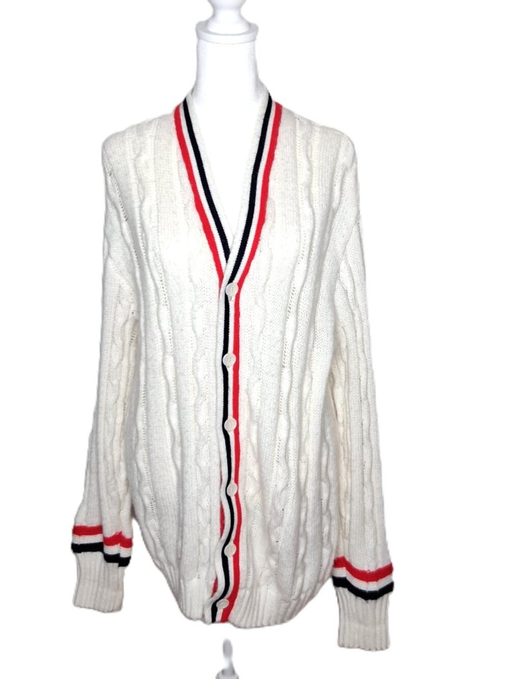 Wilson Sports Apparel 60's Era Varsity Cardigan Red and Blue Accent Button Front